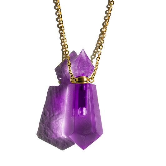 Amethyst White Lotus Crown Essential Oil Nectar Necklace